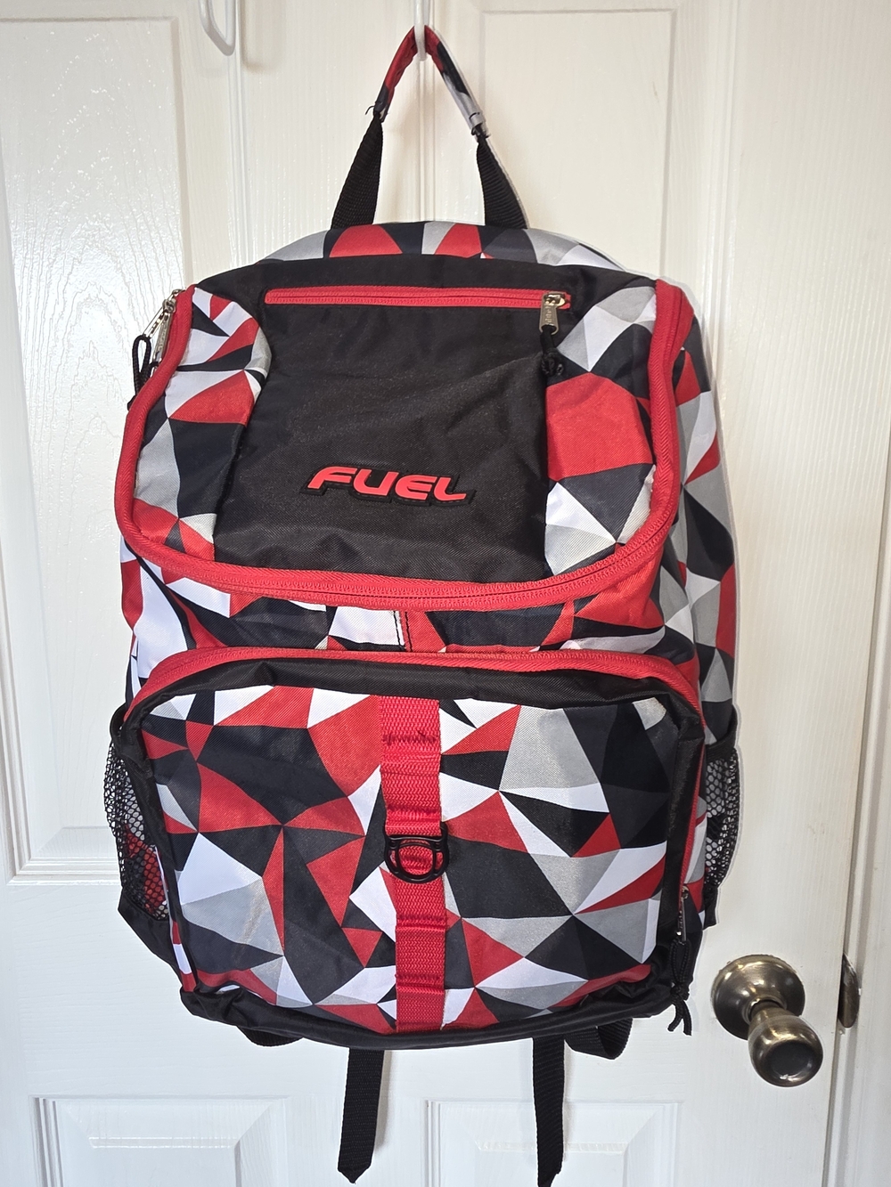 Men's Geometric Red & Black Backpack